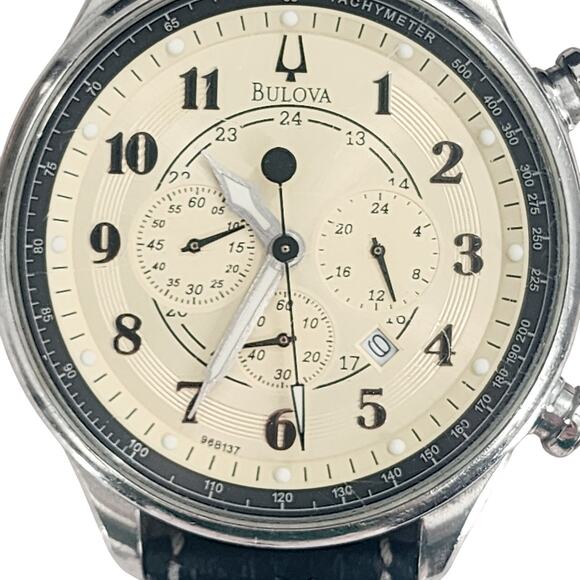 Bulova Men's Quartz Watch Adventurer Black Leather Strap 96B137 - Picture 1 of 9